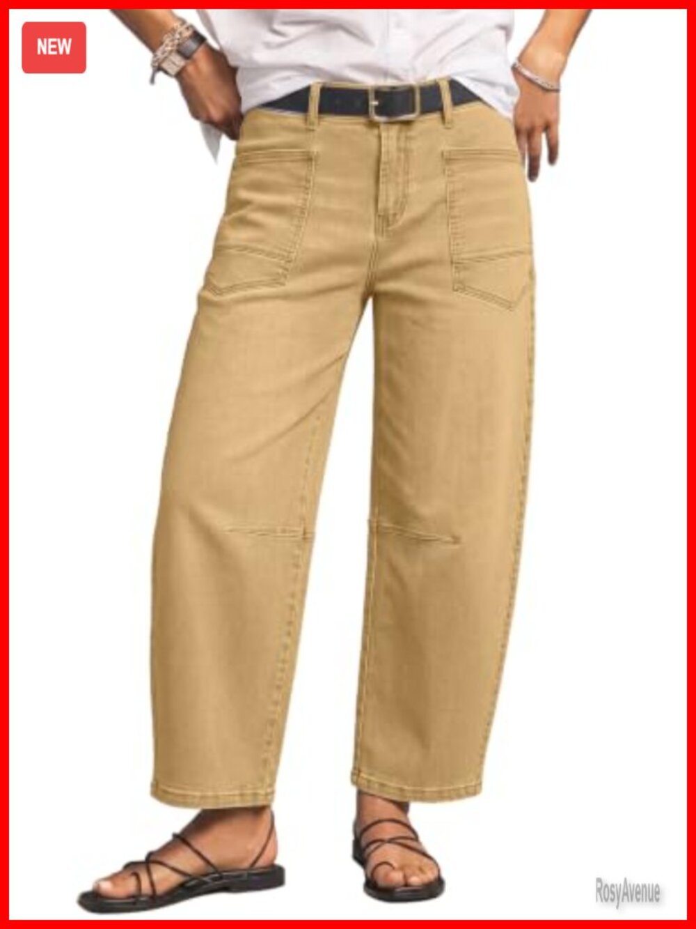 High Rise Wide Leg Barrel Jeans Stretchy Denim Ankle Pants